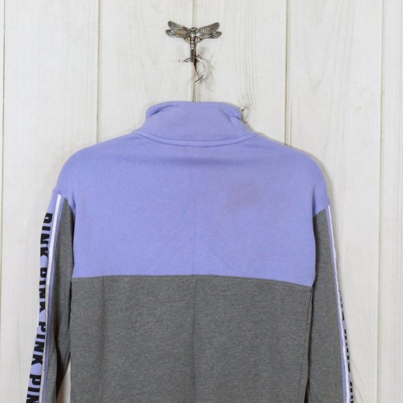 Victoria Secret's Pink High Neck Half Zip Purple Gray Pullover Sweatshirt Size S - Picture 6 of 12
